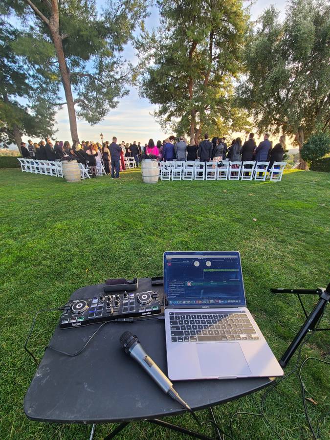 Outdoor ceremony DJ setup